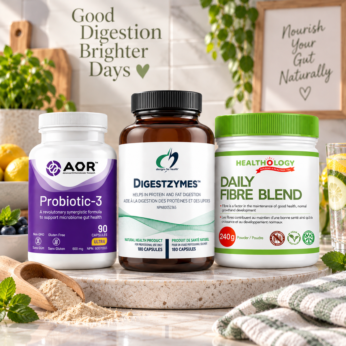 Digestive Wellness Routine – Probiotic, Digestive Enzyme & Fibre Support