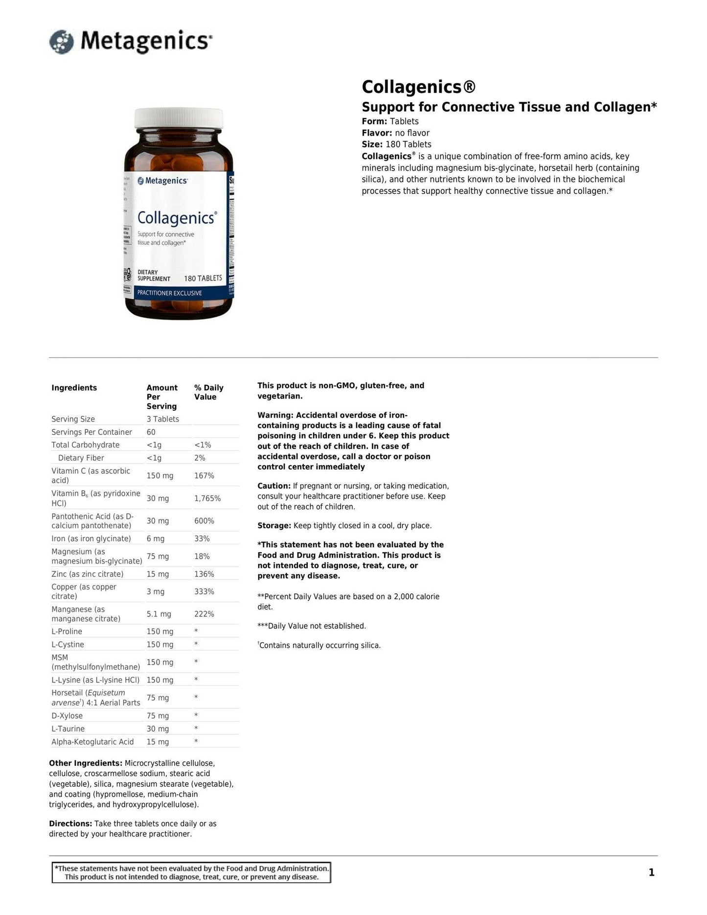 Collagenics® | Metagenics® | 180 tablets