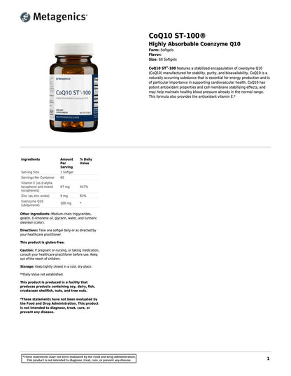 CoQ10 ST®-100 | Metagenics® | 120 Softgels