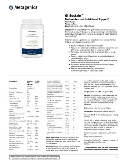 GI Sustain™ | Metagenics® | 686 g (24.2 oz) Powder