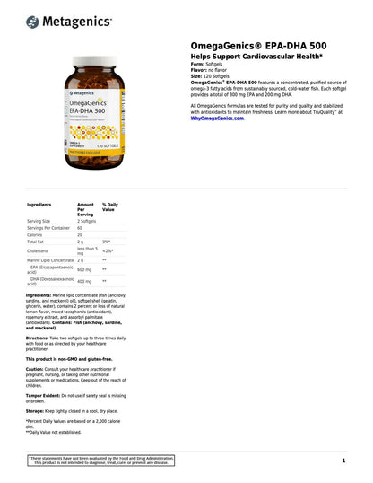 OmegaGenics® EPA-DHA 500 | Metagenics® | 120 or 240 Softgels