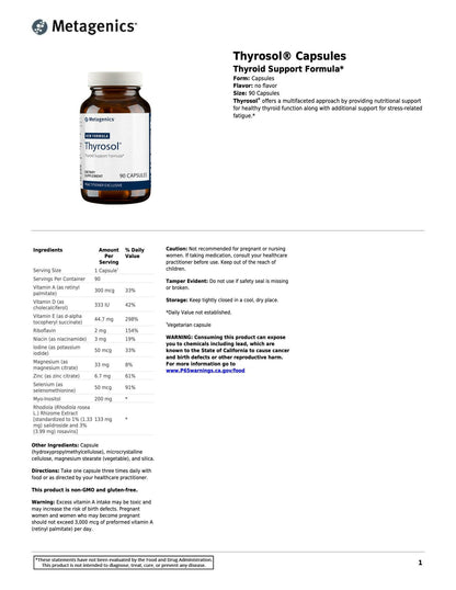 Thyrosol® | Metagenics® | 90 Capsules