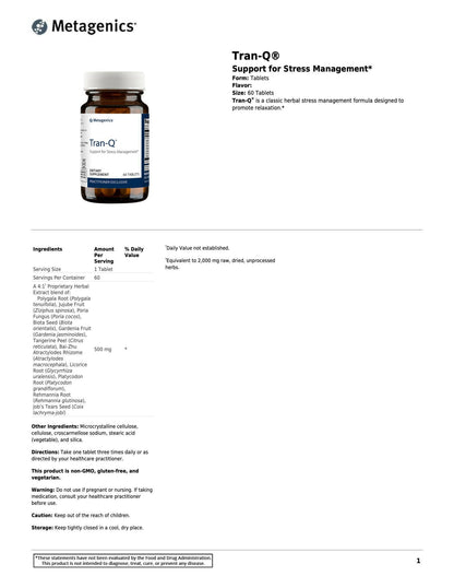 Tran-Q® | Metagenics® | 60 Tablets